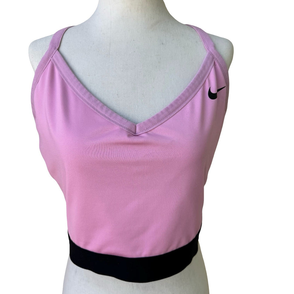 Nike Dri-FIT Pink V-Neck Adjustable Racerback Workout Sports Bra Womens 3X Yoga