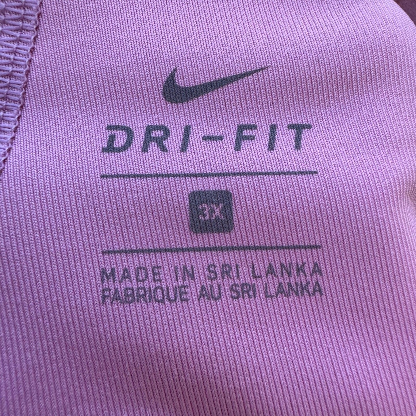 Nike Dri-FIT Pink V-Neck Adjustable Racerback Workout Sports Bra Womens 3X Yoga