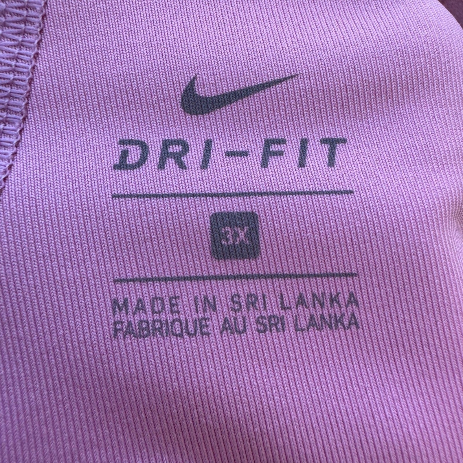 Nike Dri-FIT Pink V-Neck Adjustable Racerback Workout Sports Bra Womens 3X Yoga
