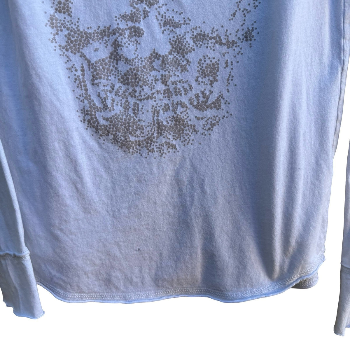 Zadig & Voltaire Glitter Skull Grunge Rocker Alt Gothic Long Sleeve Tee White M