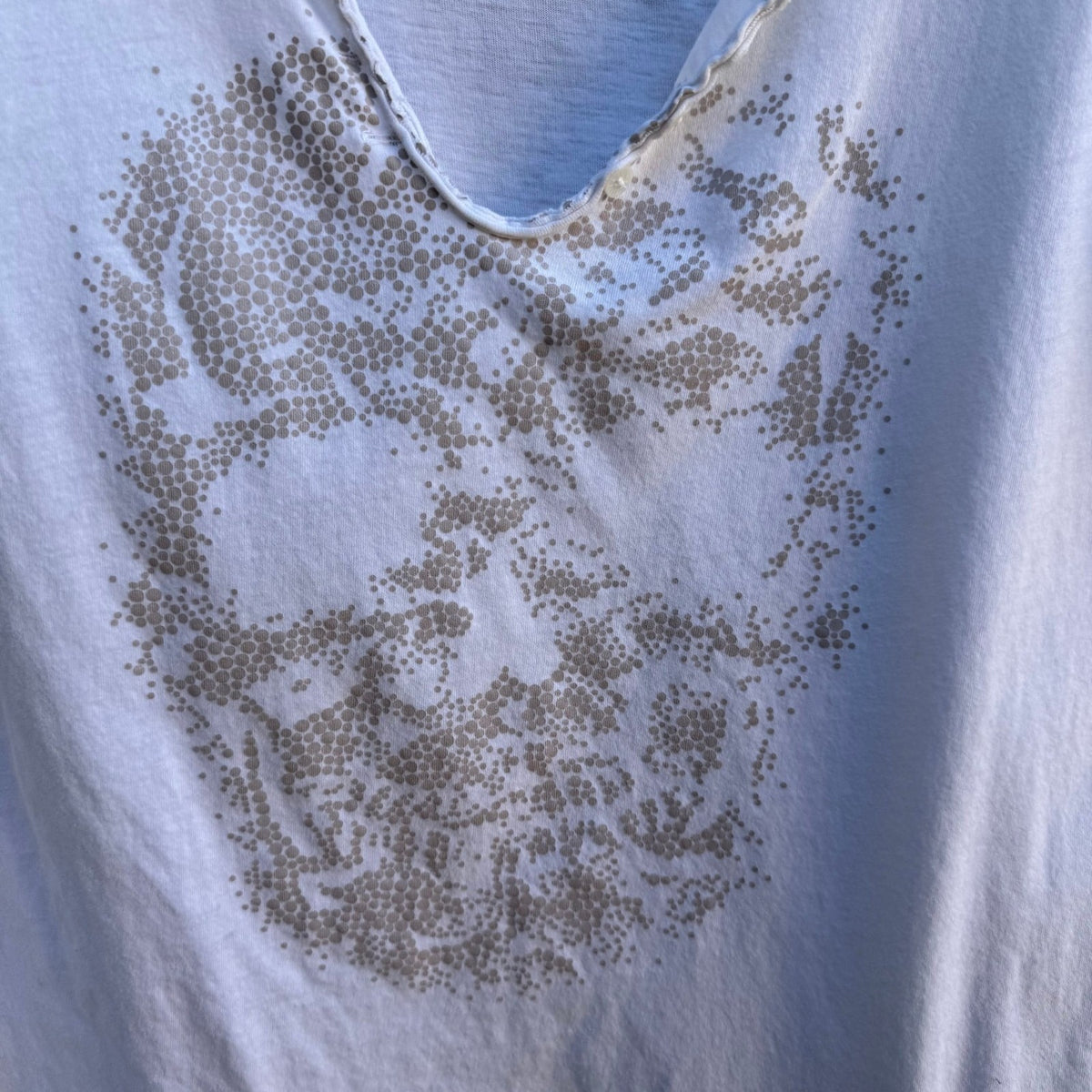 Zadig & Voltaire Glitter Skull Grunge Rocker Alt Gothic Long Sleeve Tee White M