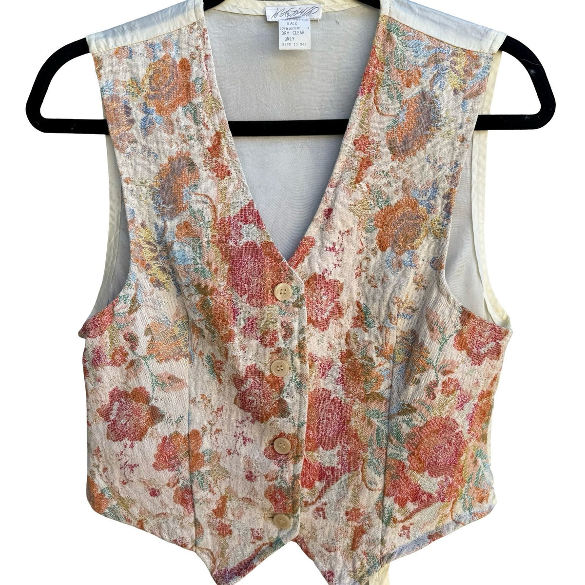 Lord & Taylor Vintage 90s Grandma Cottagecore Floral Tapestry Jacquard Vest M