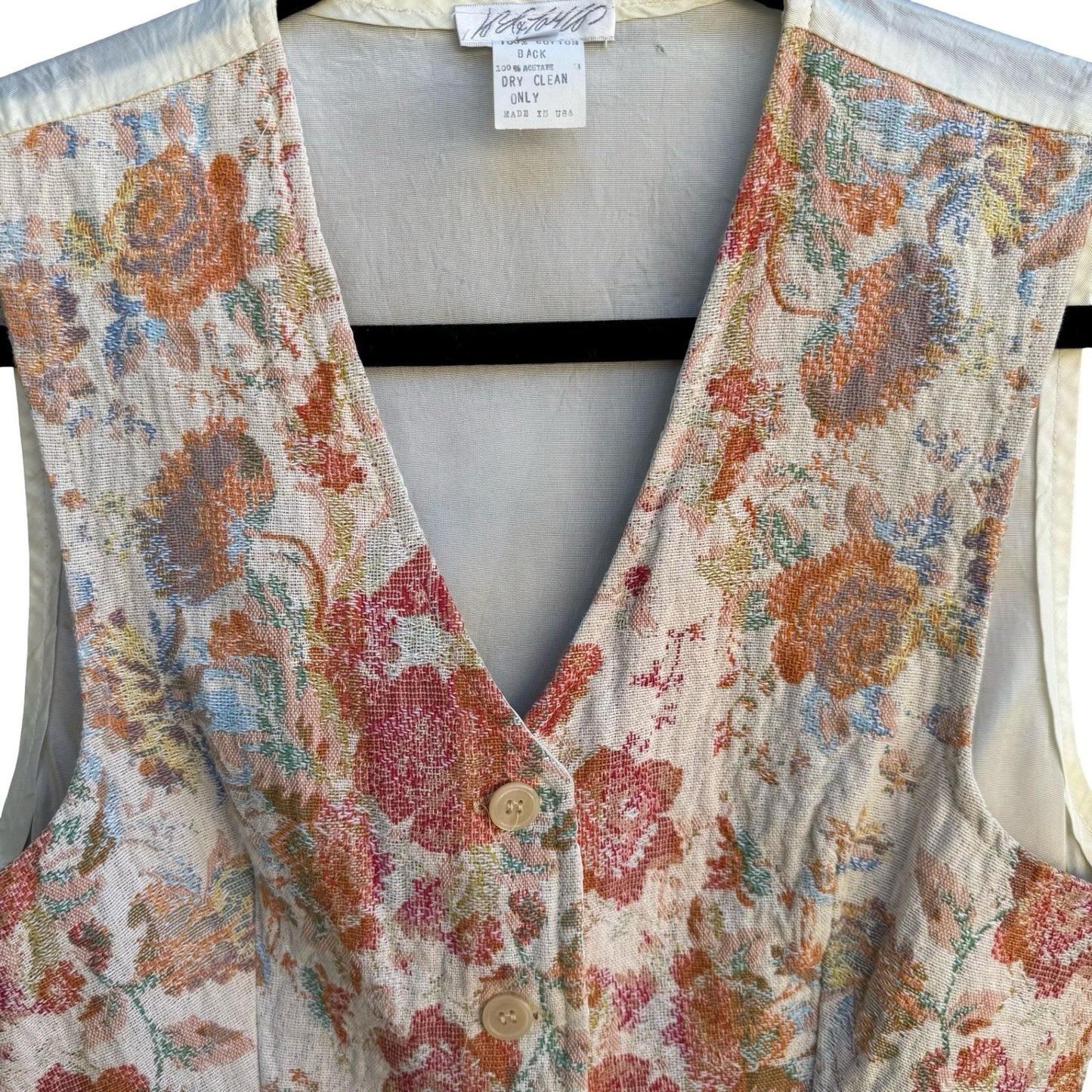 Lord & Taylor Vintage 90s Grandma Cottagecore Floral Tapestry Jacquard Vest M