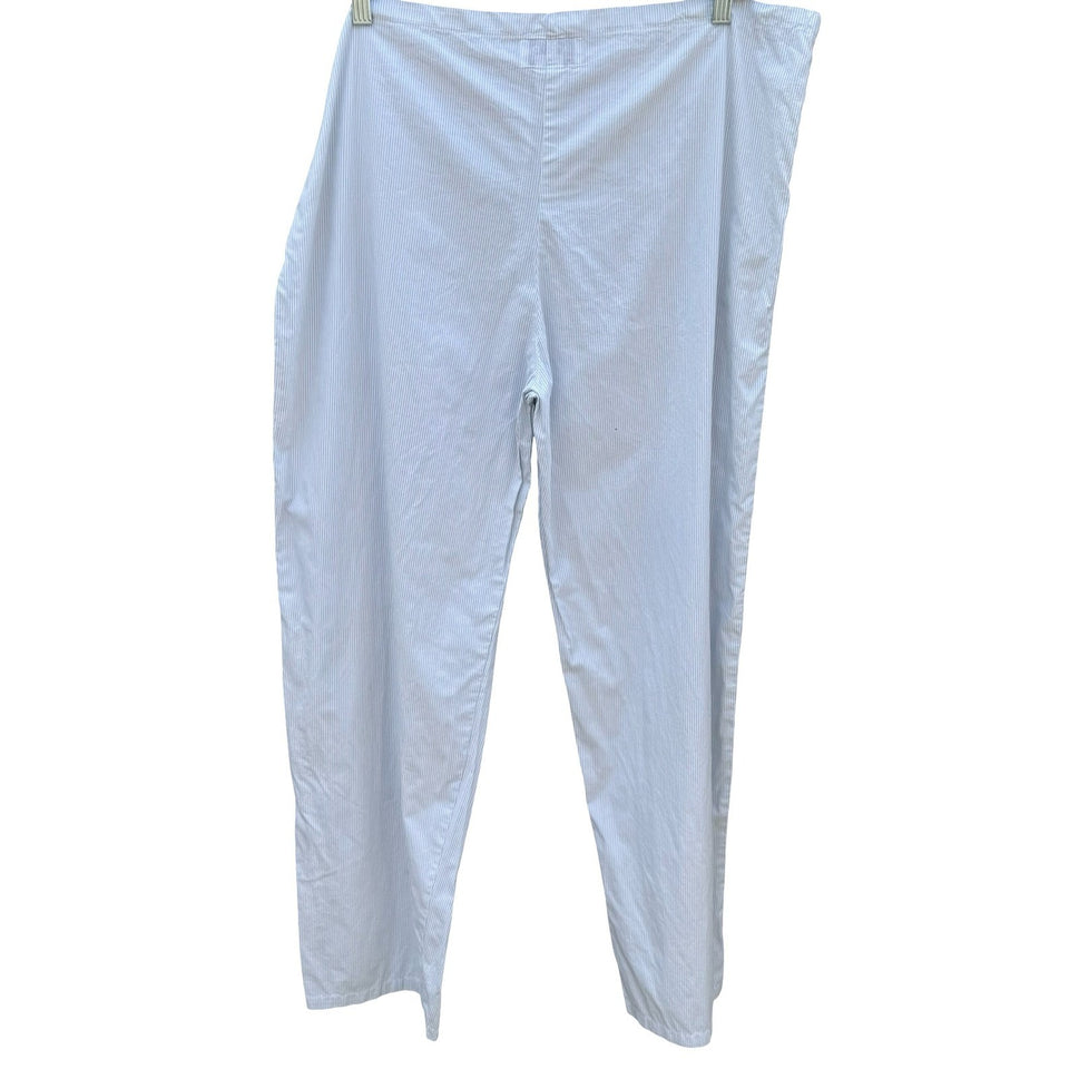 Under Construction Womens Blue White Pinstripe Cotton Pajama Pants Size L USA