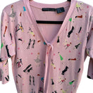 Switch NicKnits Nicole Miller Womens Pink Tie-Front Retro Silk Blend 3/4 Sleeve Sweater M 2 image