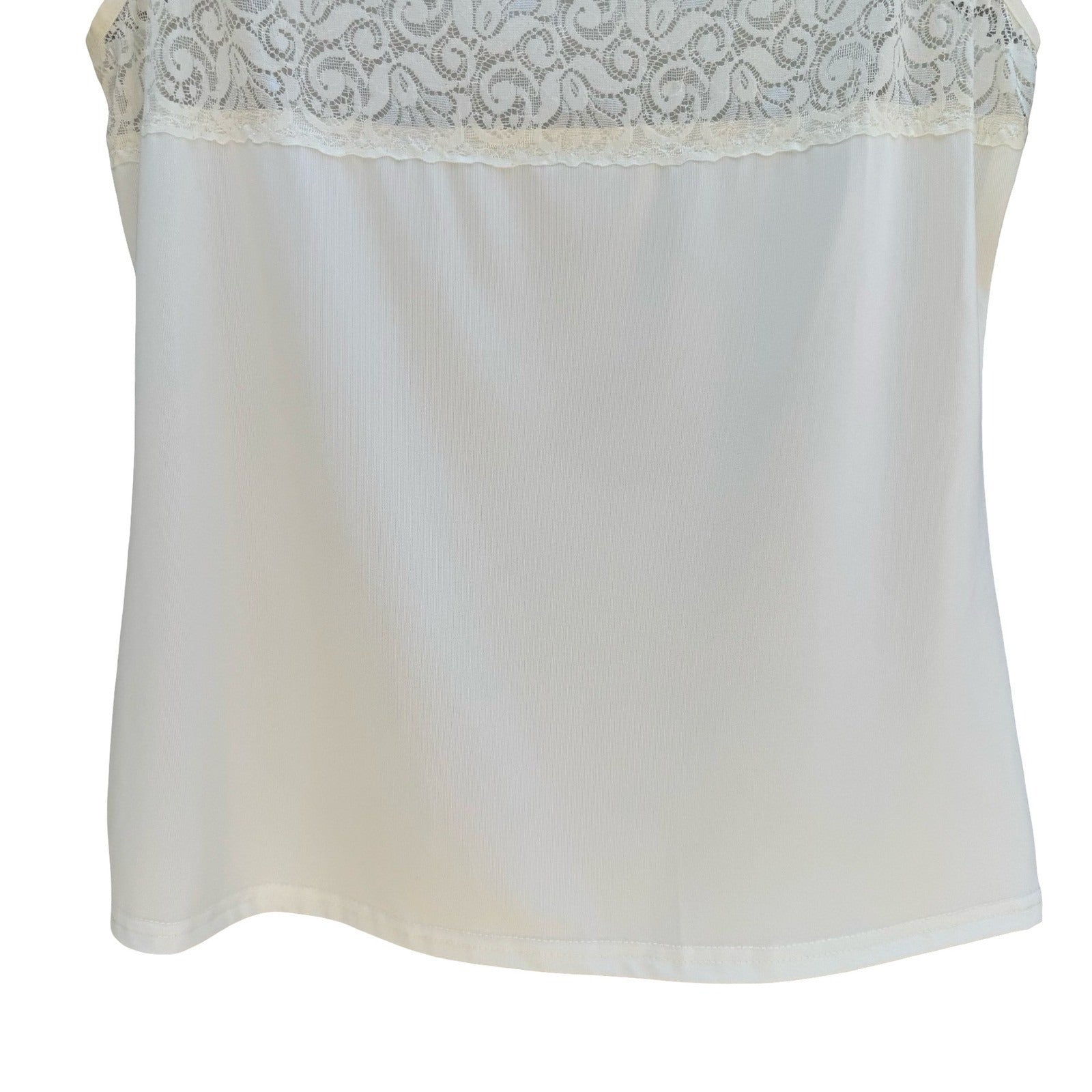 Cinema Etoile Ivory Lace Trim Camisole Square Neck Tank Top L NEW Soft Romantic