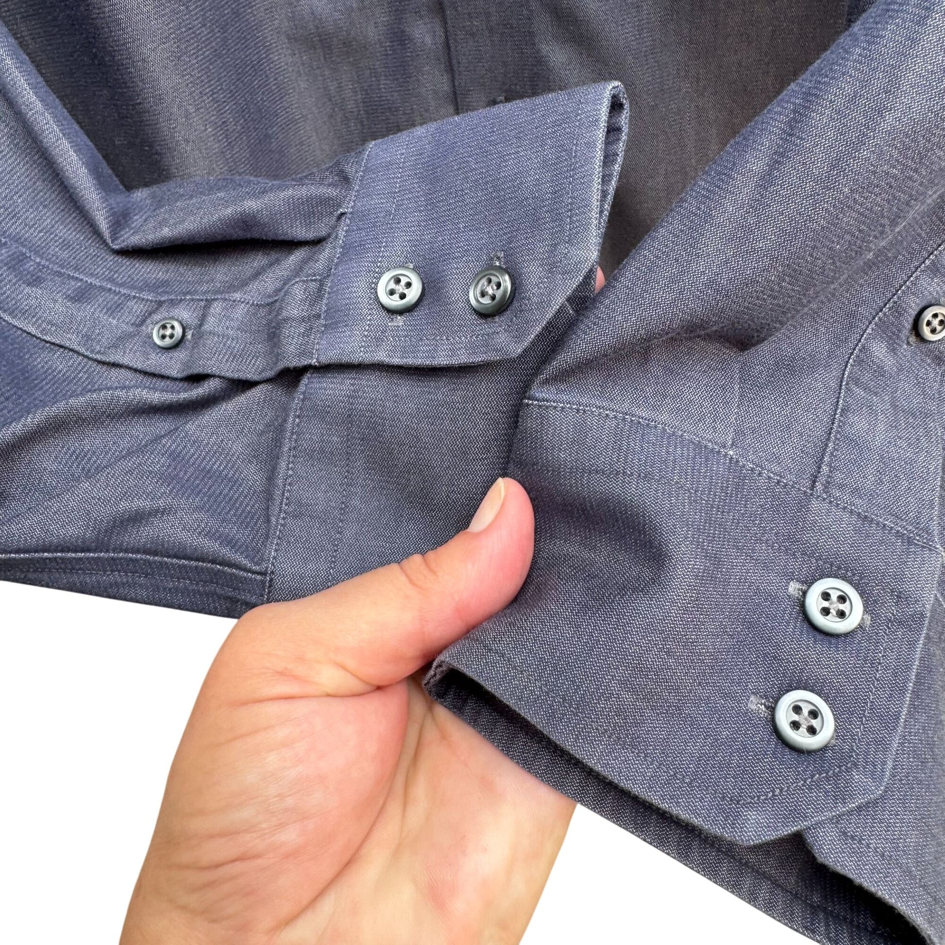 Banana Republic Non-Iron Slim Fit Mens Band Collar Blue Long Sleeve Dress Shirt XXL