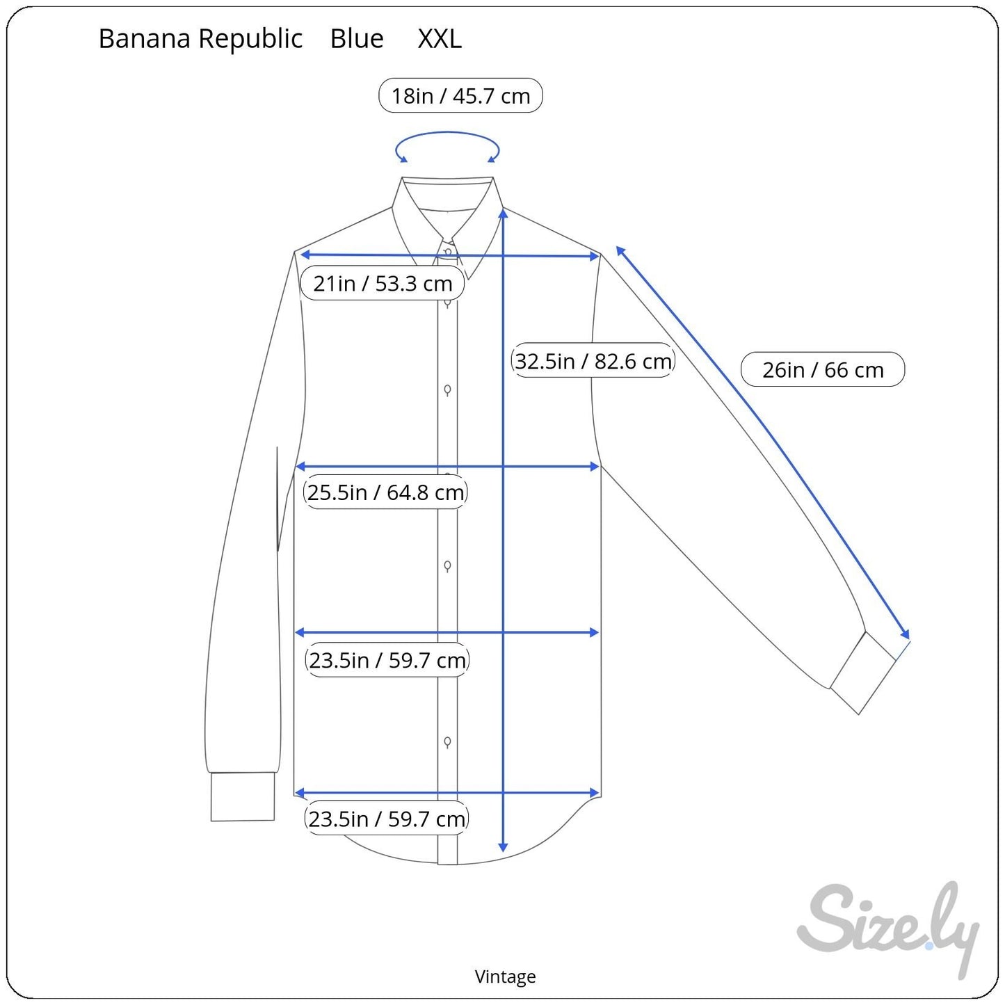 Banana Republic Non-Iron Slim Fit Mens Band Collar Blue Long Sleeve Dress Shirt XXL