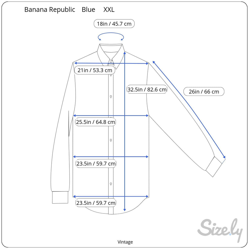 Banana Republic Non-Iron Slim Fit Mens Band Collar Blue Long Sleeve Dress Shirt XXL