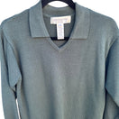 Switch Jones New York Sport Vintage Sage Green Polo V-Neck Sweater Long Sleeve P/S 3 image