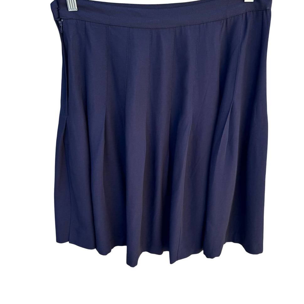 Synari Vintage Womens Navy Pleated Cheerleader Tennis Side Zip Mini Skirt 16
