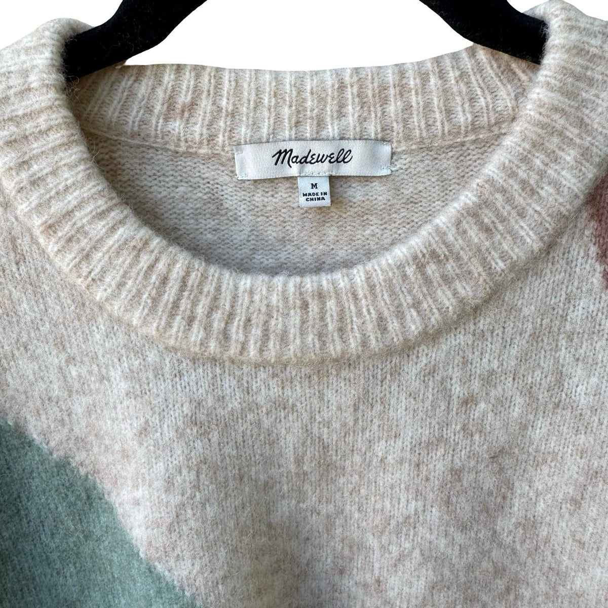 Madewell Cedarbrook Colorblock Wool Camel Hair Cropped Boxy Sweater Beige M