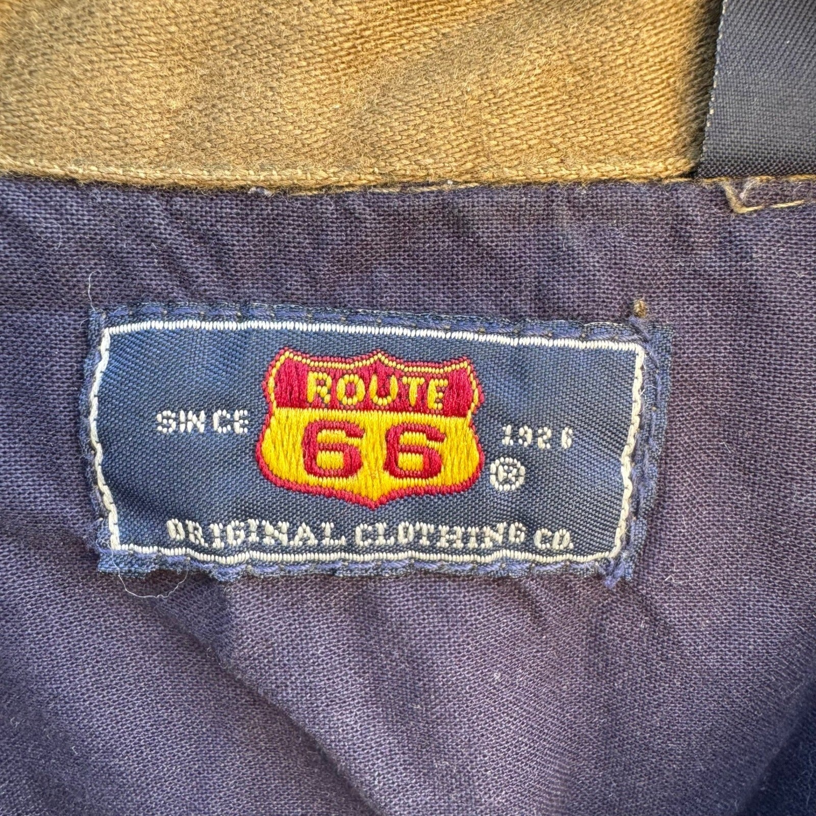 Route 66 Vintage Mens Brown Cotton Work Jacket Corduroy Collar Full Zip Large