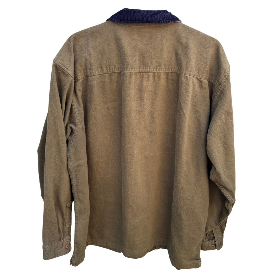 Route 66 Vintage Mens Brown Cotton Work Jacket Corduroy Collar Full Zip Large