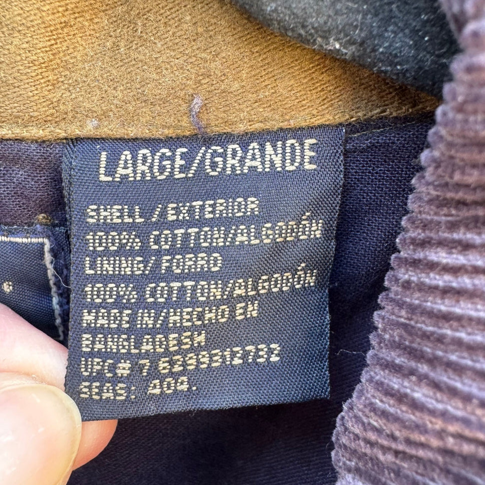 Route 66 Vintage Mens Brown Cotton Work Jacket Corduroy Collar Full Zip Large