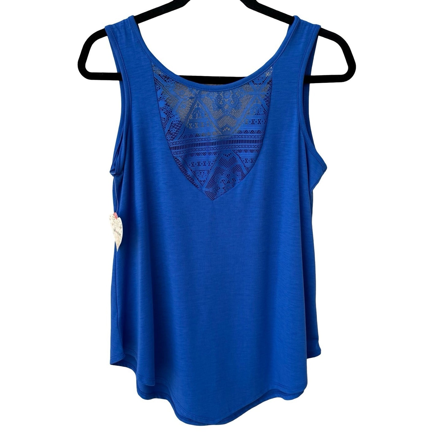 Self Esteem Royal Blue Lace Back Tank Top Scoop Neck Sleeveless S NEW Feminine