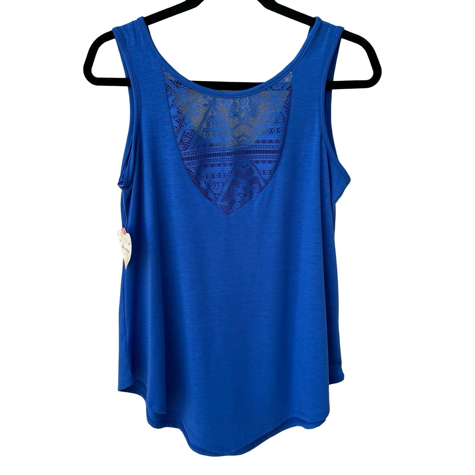 Self Esteem Royal Blue Lace Back Tank Top Scoop Neck Sleeveless S NEW Feminine