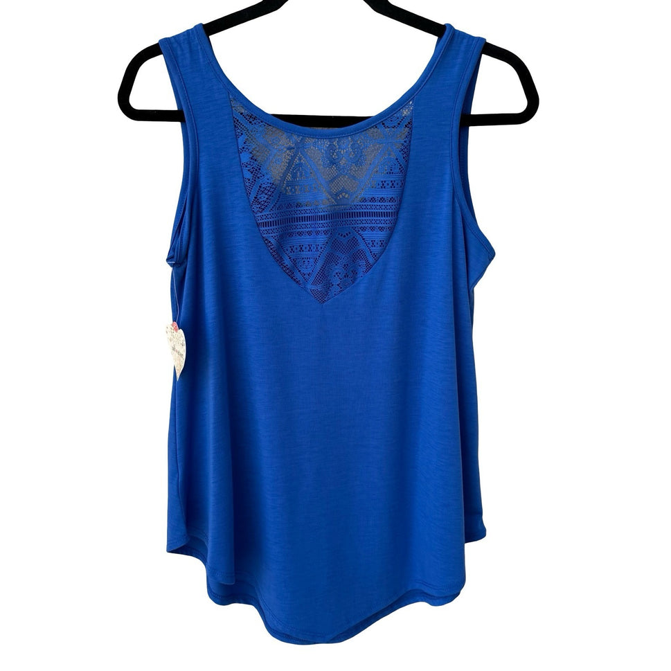 Self Esteem Royal Blue Lace Back Tank Top Scoop Neck Sleeveless S NEW Feminine