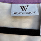 Switch Worthington Whimsigoth Flowy Geometric Bow Neck Flutter Sleeve Blouse Purple M 2 image
