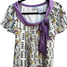 Switch Worthington Whimsigoth Flowy Geometric Bow Neck Flutter Sleeve Blouse Purple M 3 image
