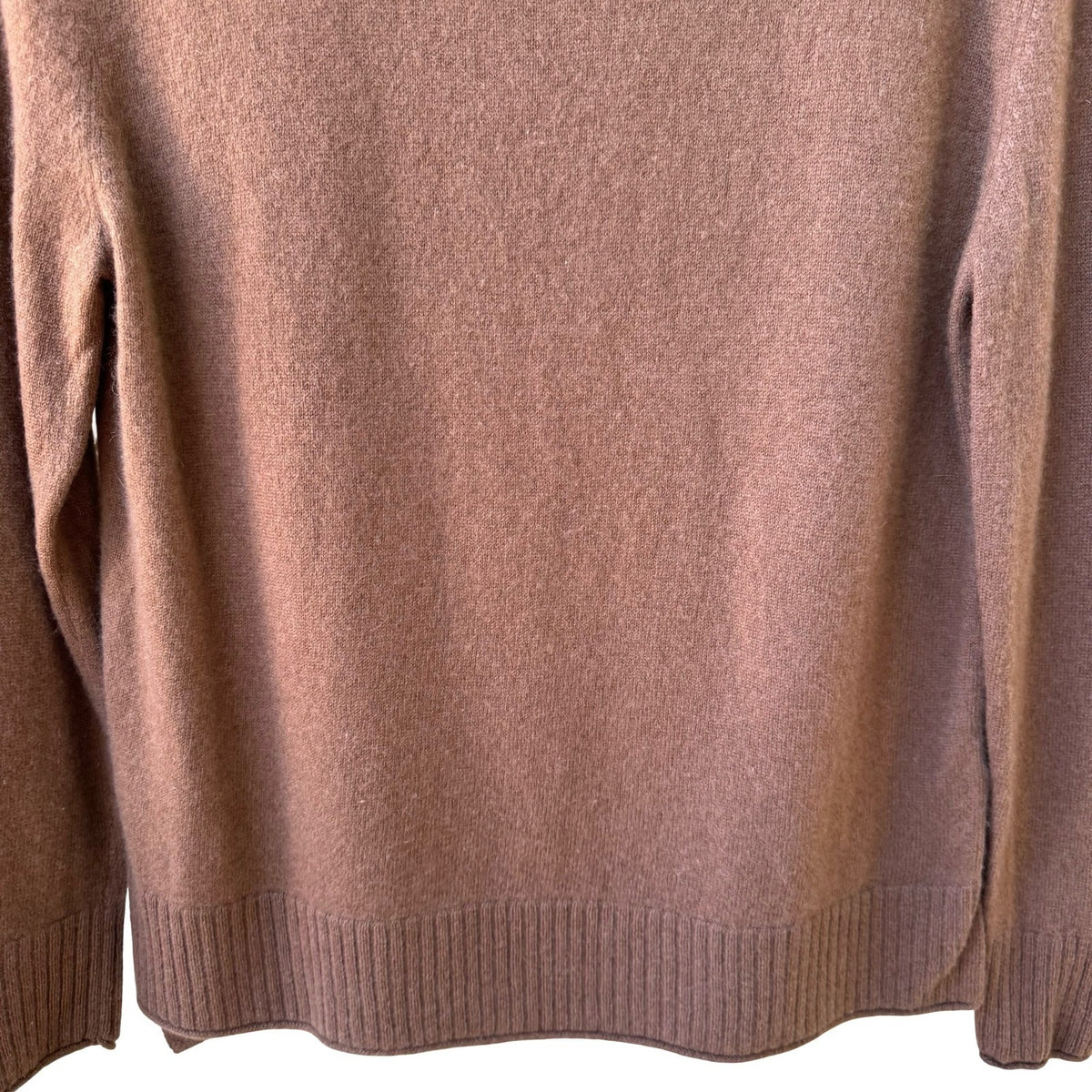 Rachel Zoe Cashmere 2-Ply Knit Quiet Luxury Minimalist Earthy Sweater Brown L