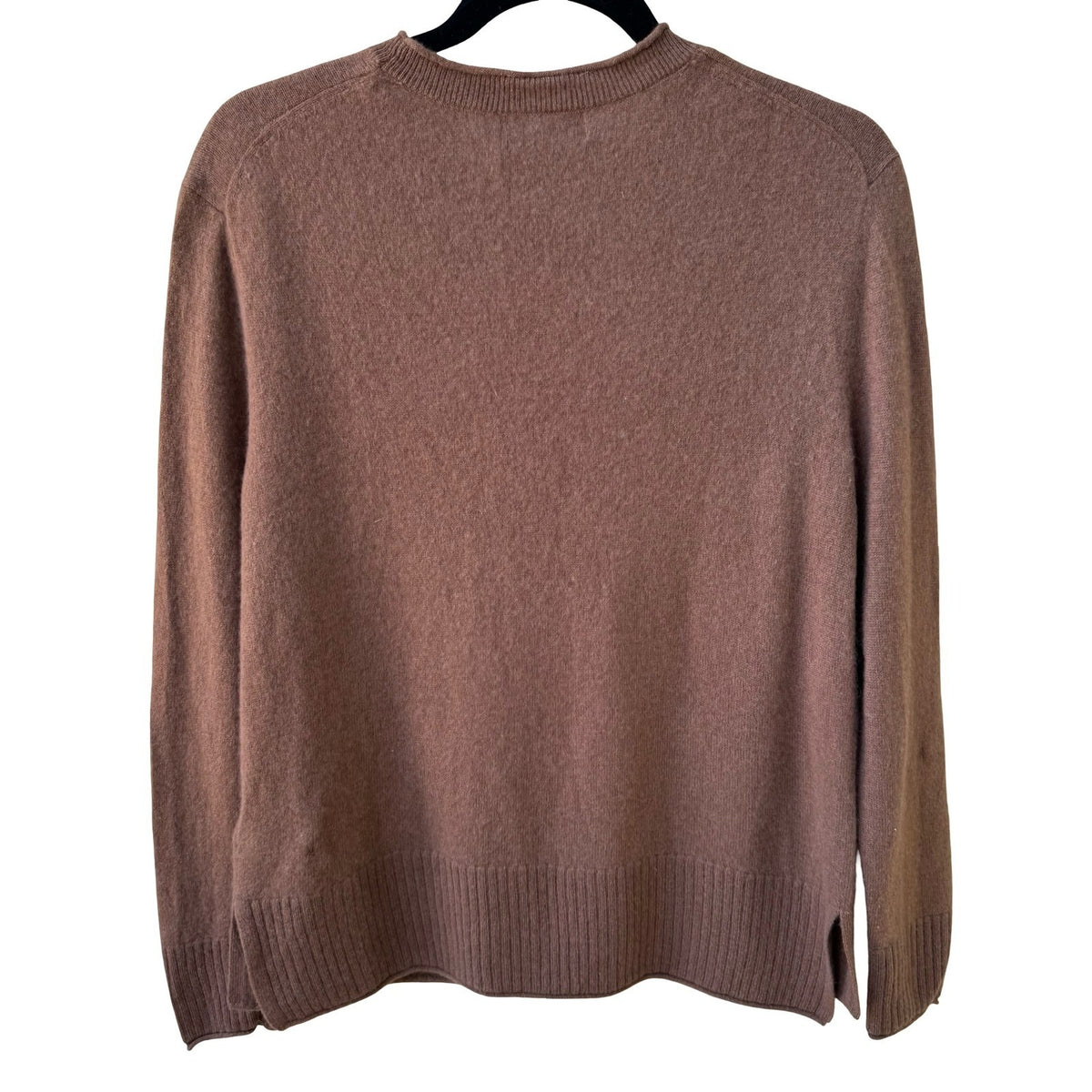 Rachel Zoe Cashmere 2-Ply Knit Quiet Luxury Minimalist Earthy Sweater Brown L