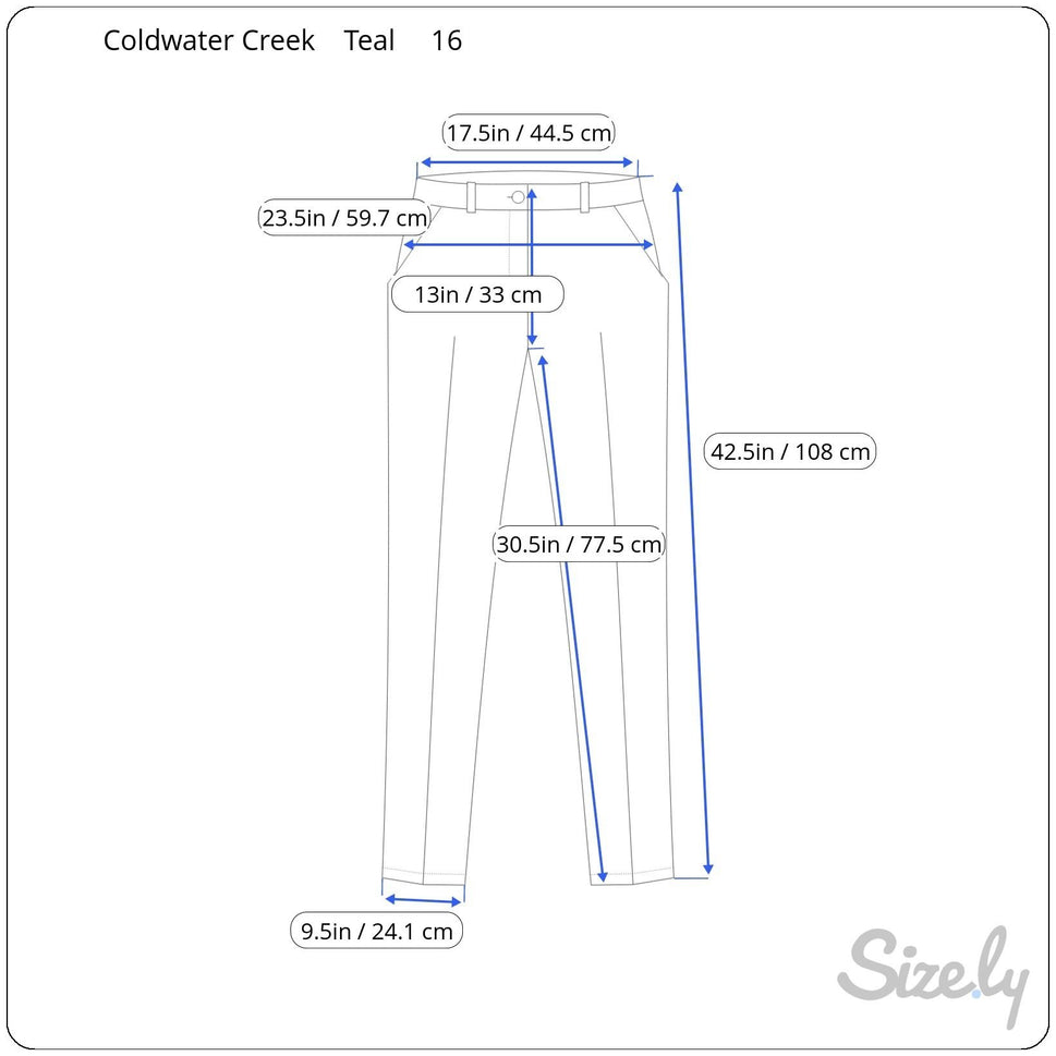 Coldwater Creek Womens Teal Back Zip Straight Leg Preppy Classic Dress Pants 16