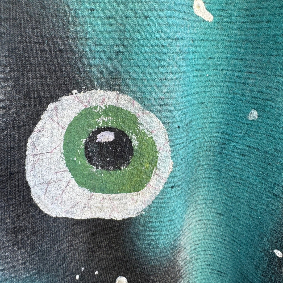 Merona Custom Hand Painted Eyeball Tie Dye Wearable Art Sweatshirt Teal Mens L