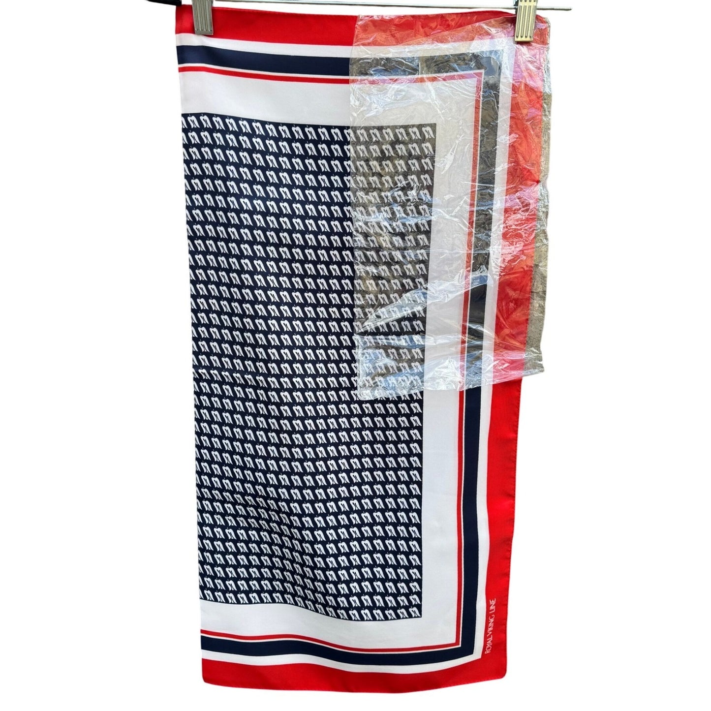 Royal Viking Line Scarf Red White Navy Blue Logo Print Souvenir Made in Europe