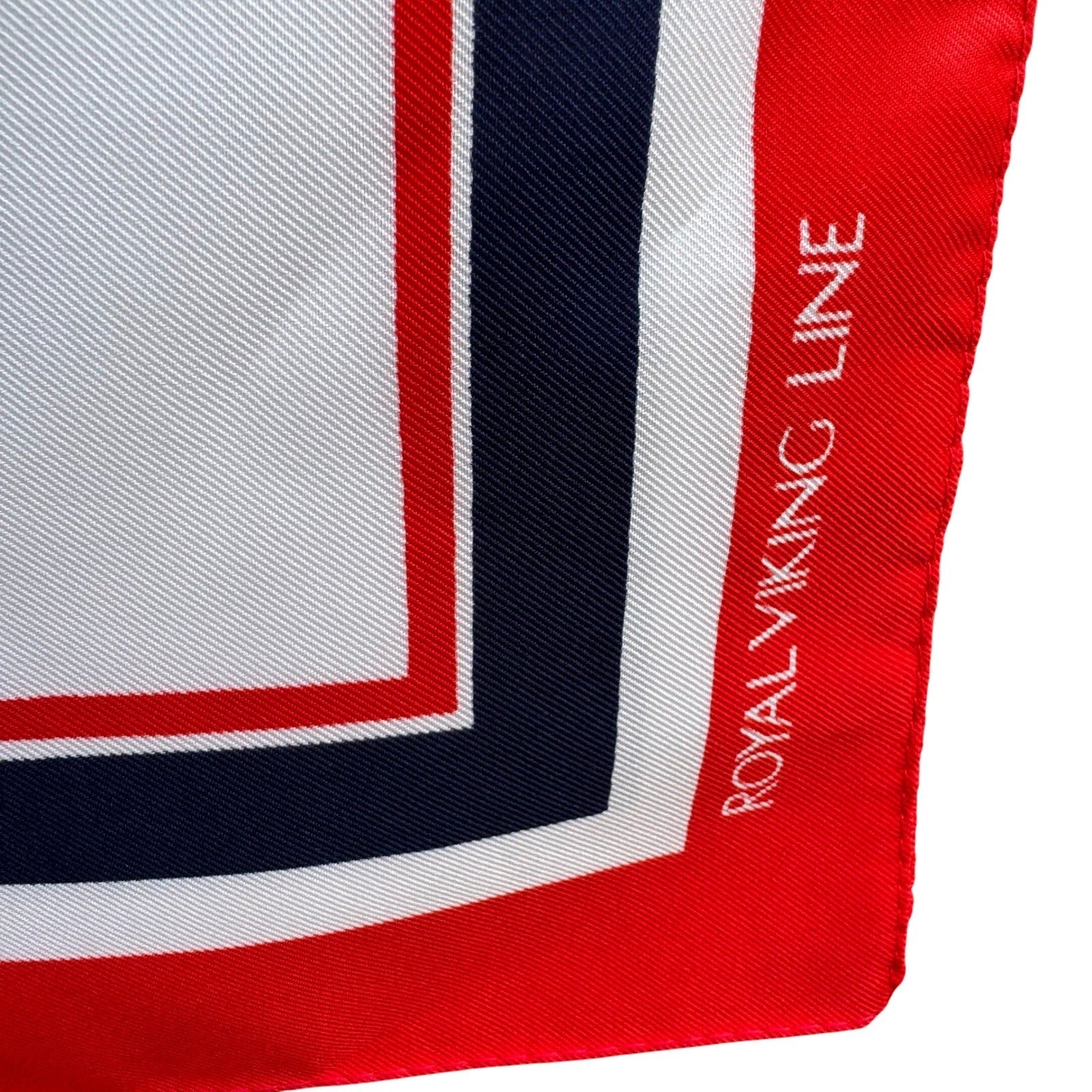 Royal Viking Line Scarf Red White Navy Blue Logo Print Souvenir Made in Europe