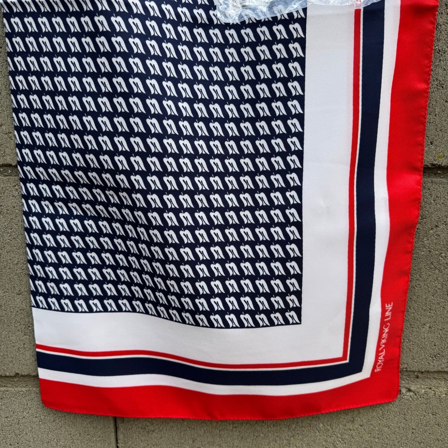 Royal Viking Line Scarf Red White Navy Blue Logo Print Souvenir Made in Europe