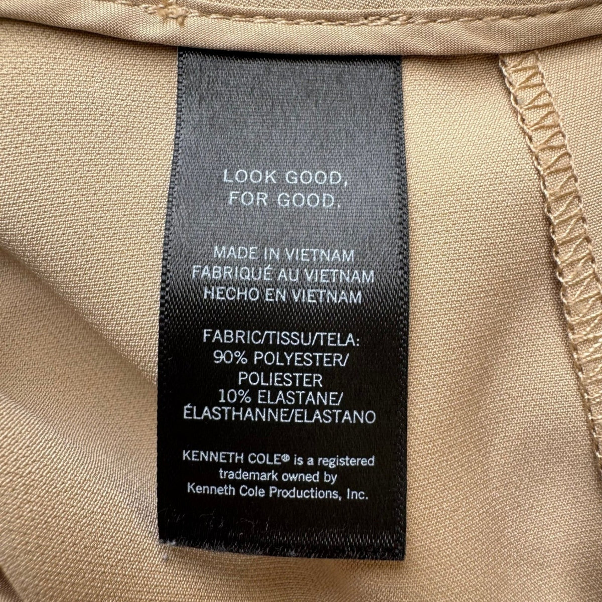 Kenneth Cole Carreman French Fabric Minimalist Straight Leg Dress Pants Tan 12