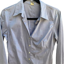 Switch Max Studio Minimalist Coastal Preppy Workwear 3/4 Sleeve Tailored Blouse Blue M 3 image