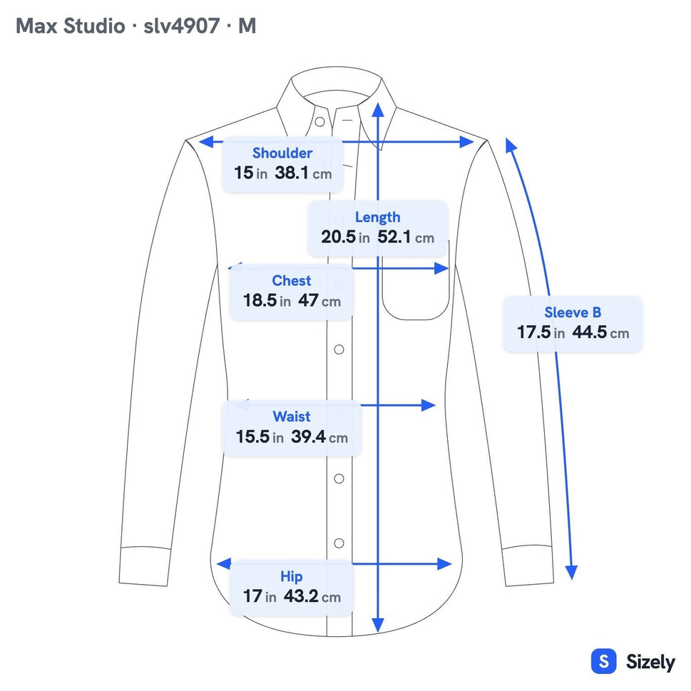 Max Studio Minimalist Coastal Preppy Workwear 3/4 Sleeve Tailored Blouse Blue M
