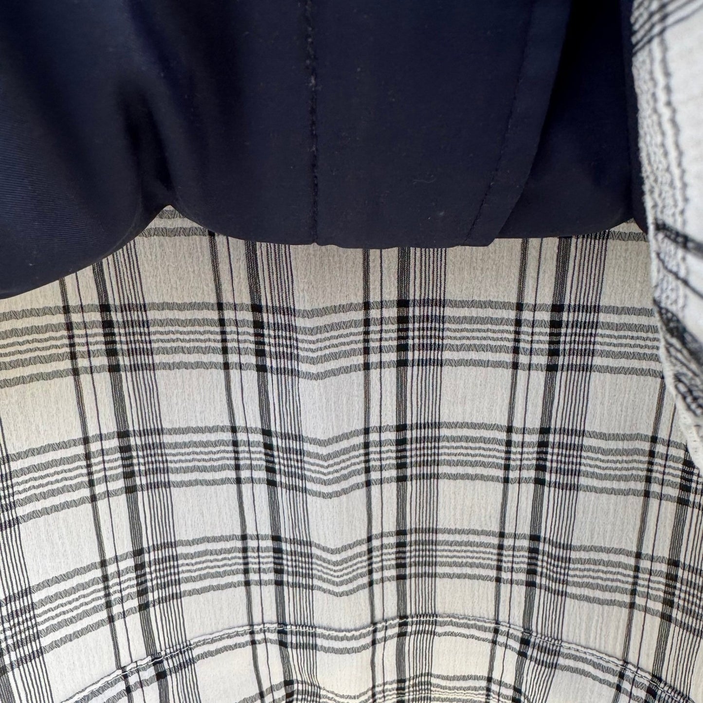 Trady Mens L Plaid Harrington Jacket White Black Navy Blue Textured Zip Up Golf