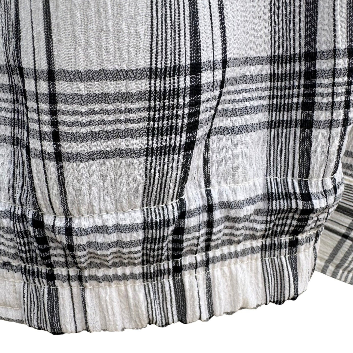 Trady Mens L Plaid Harrington Jacket White Black Navy Blue Textured Zip Up Golf