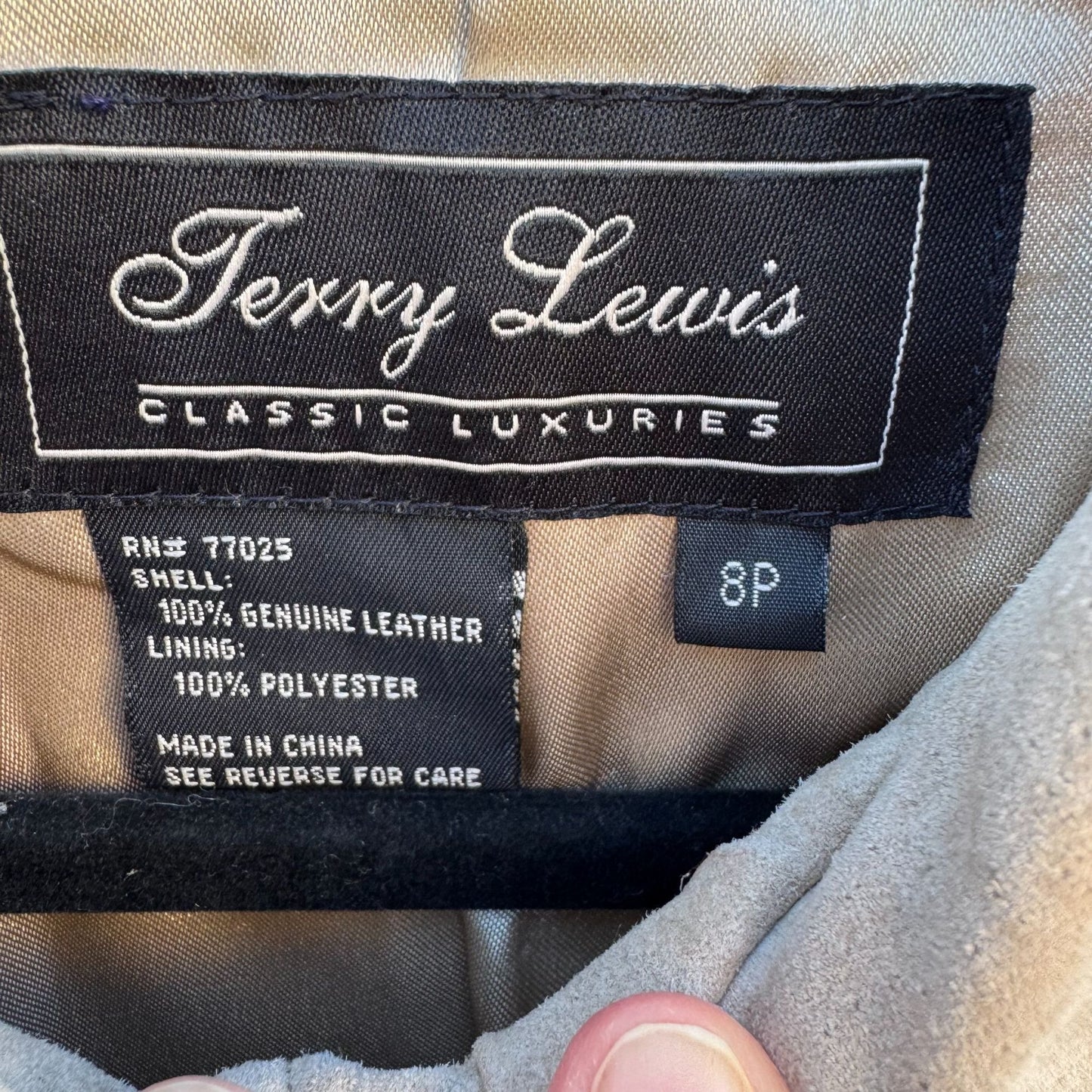 Terry Lewis Vintage Womens Beige Suede Leather Luxury Blazer Jacket 8P Regency