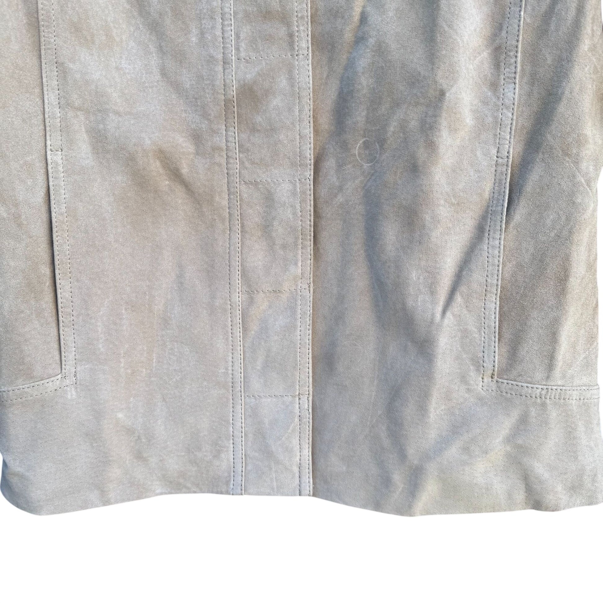 Terry Lewis Vintage Womens Beige Suede Leather Luxury Blazer Jacket 8P Regency