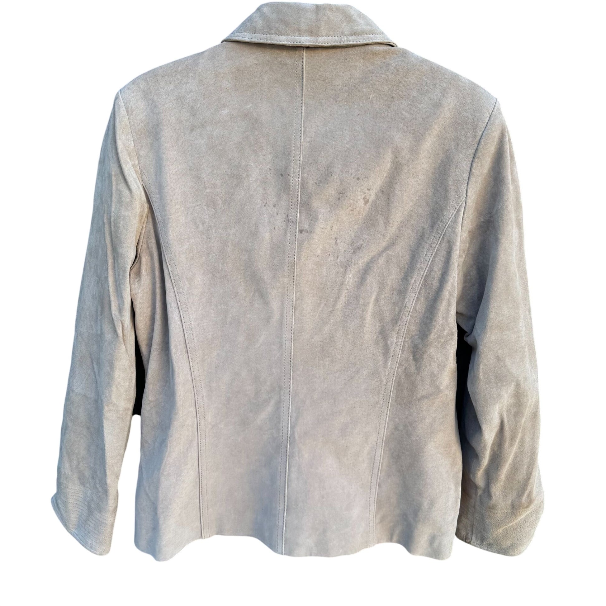 Terry Lewis Vintage Womens Beige Suede Leather Luxury Blazer Jacket 8P Regency