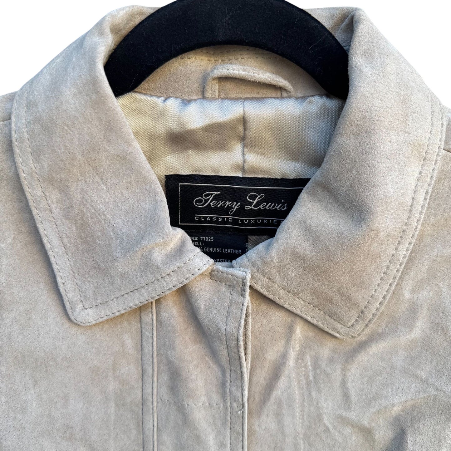 Terry Lewis Vintage Womens Beige Suede Leather Luxury Blazer Jacket 8P Regency