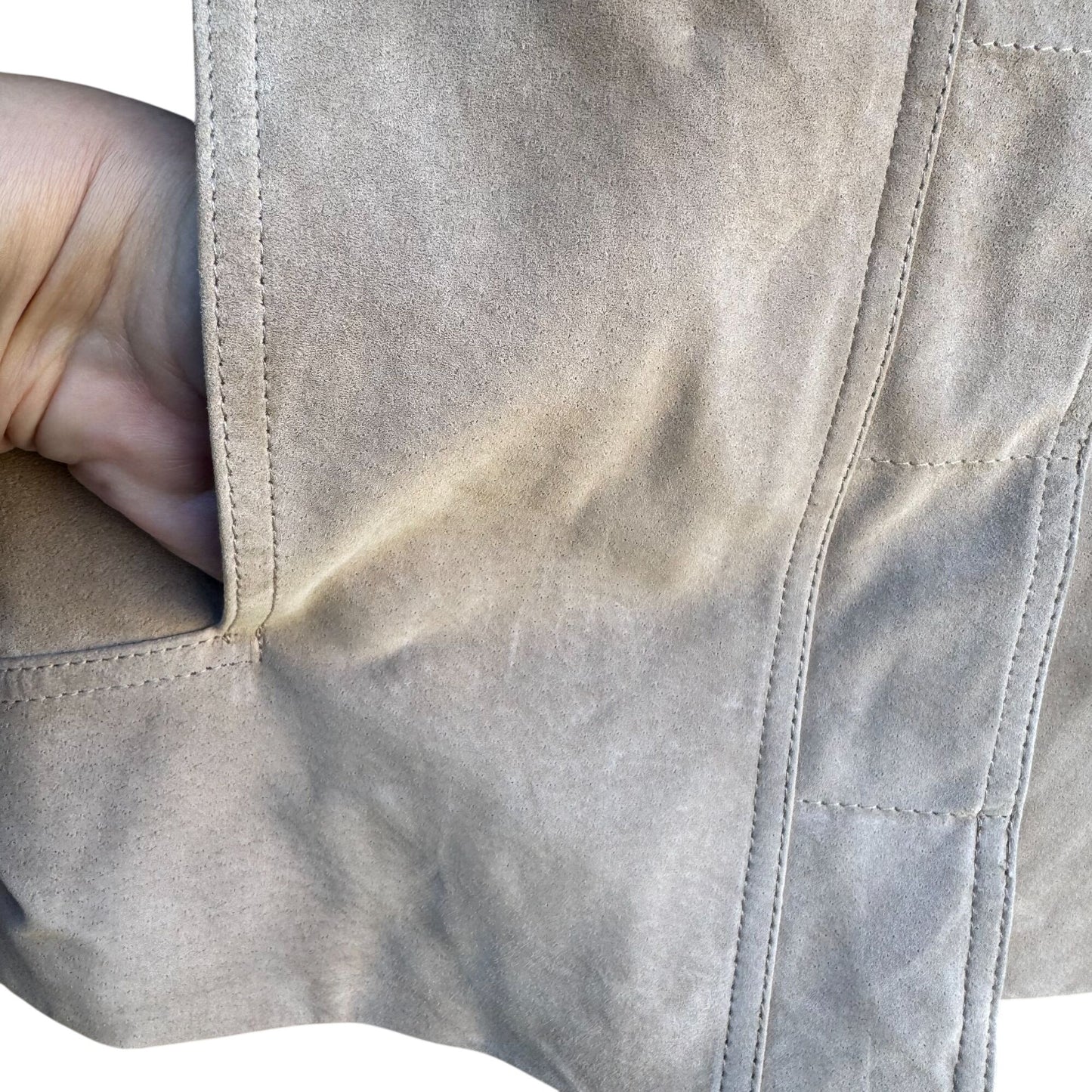 Terry Lewis Vintage Womens Beige Suede Leather Luxury Blazer Jacket 8P Regency