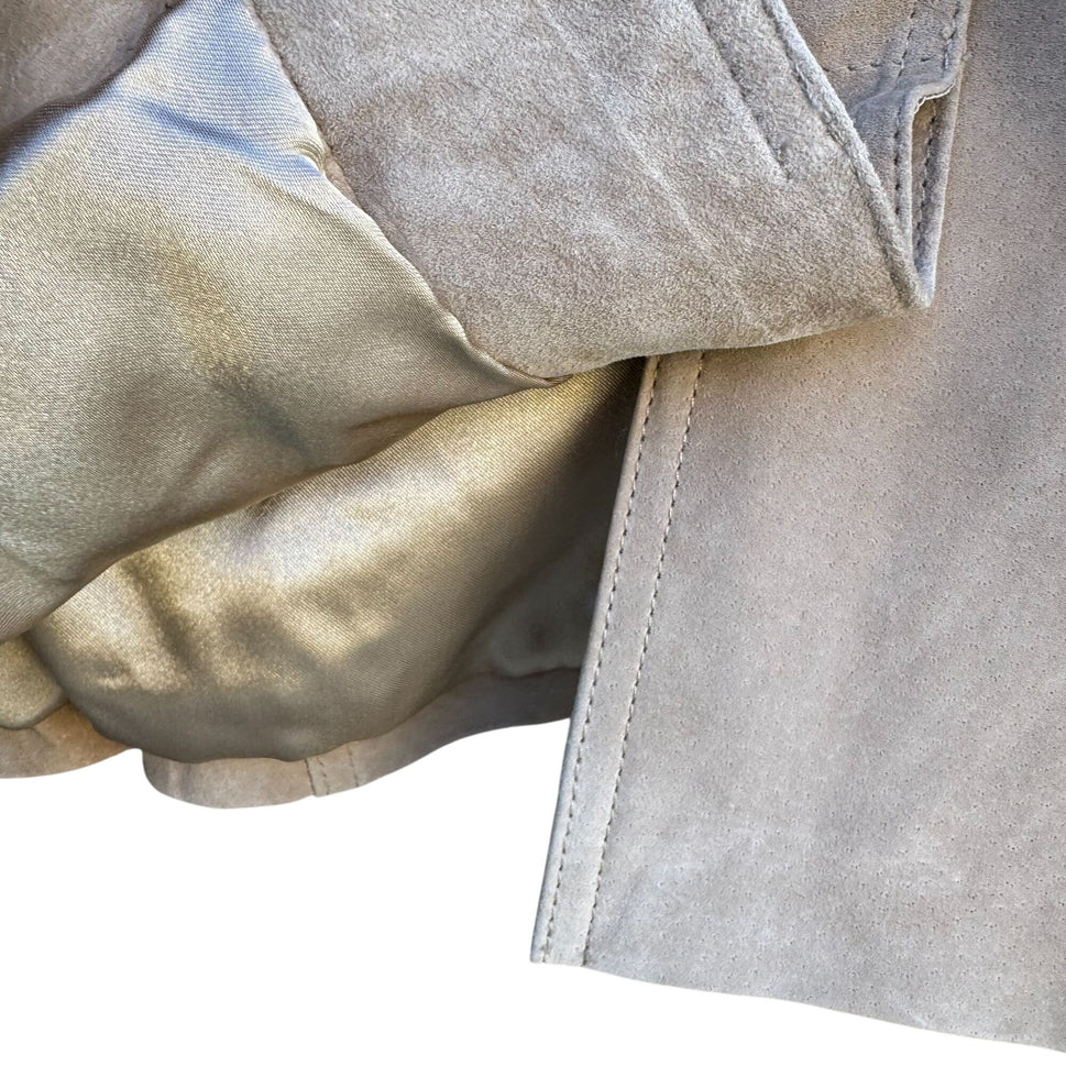 Terry Lewis Vintage Womens Beige Suede Leather Luxury Blazer Jacket 8P Regency