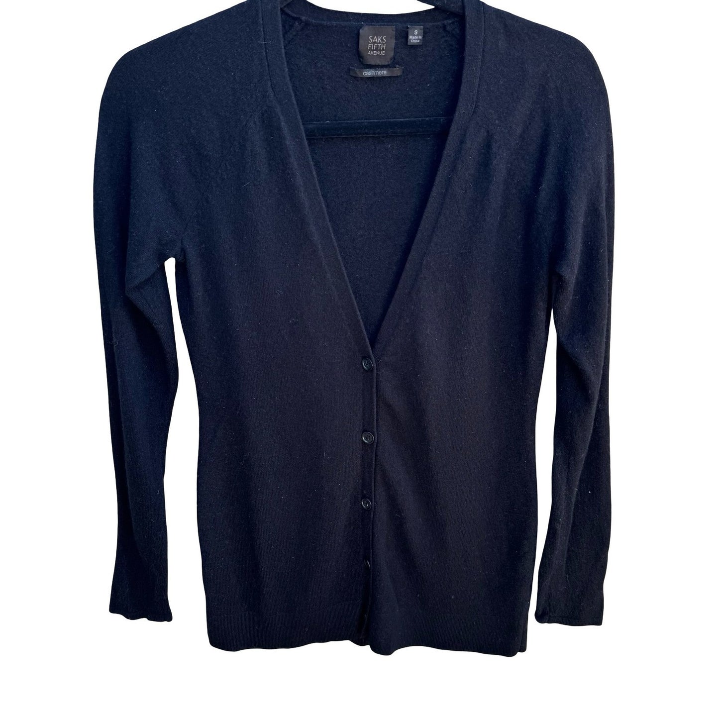 Saks Fifth Avenue 100% Cashmere Quiet Luxury Minimalist Soft Cardigan Sweater S