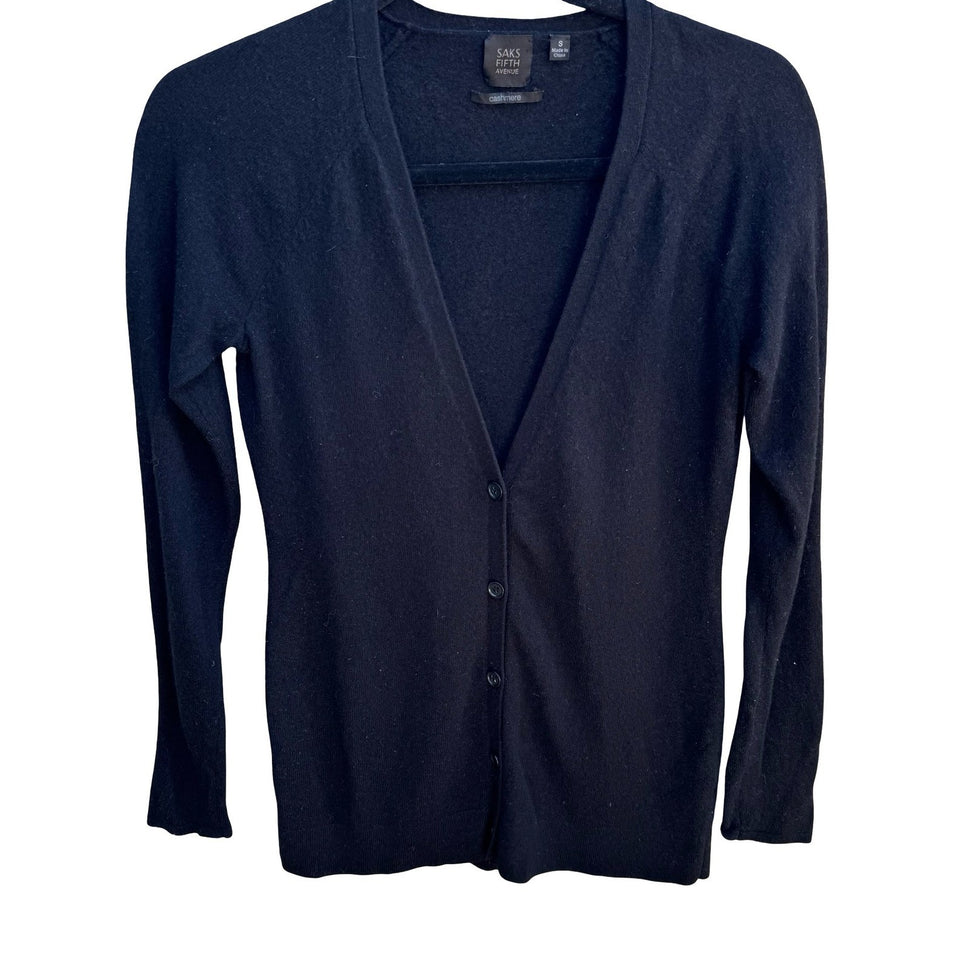Saks Fifth Avenue 100% Cashmere Quiet Luxury Minimalist Soft Cardigan Sweater S