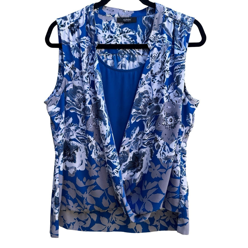 Alfani Professional Botanical Floral Draped Wrap Sleeveless Layered Cami Blouse