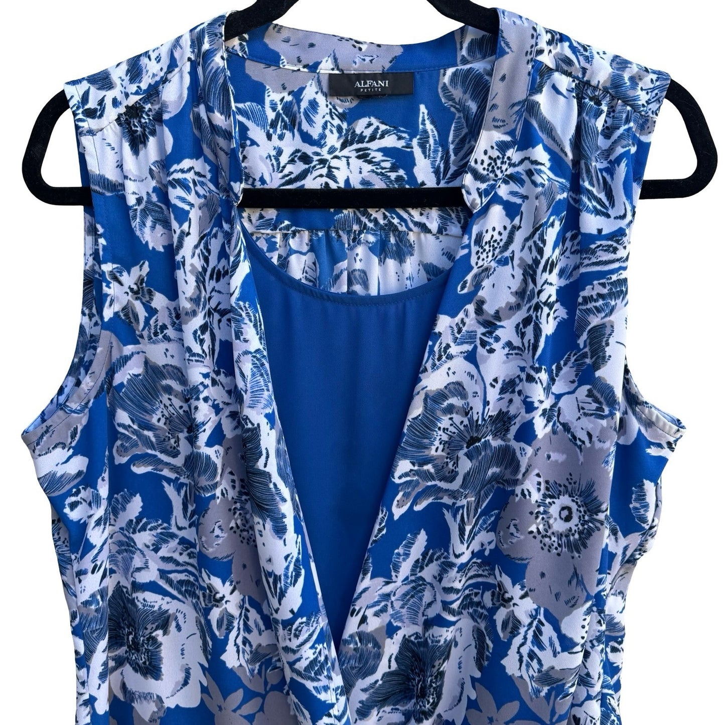 Alfani Professional Botanical Floral Draped Wrap Sleeveless Layered Cami Blouse