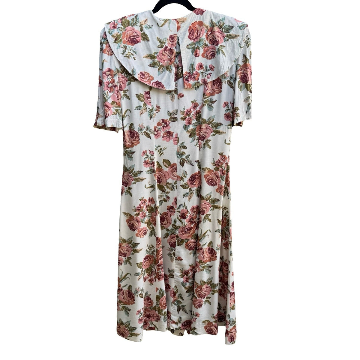 Betsy's Things Vintage 90s Cottagecore Shabby Chic Floral Lace Collar Midi Dress