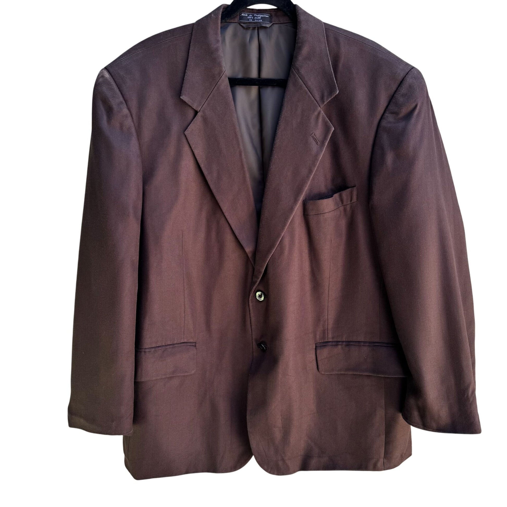 Bert Pulitzer Signature Collection Vintage Mens Brown Pure Silk Blazer Jacket 46R