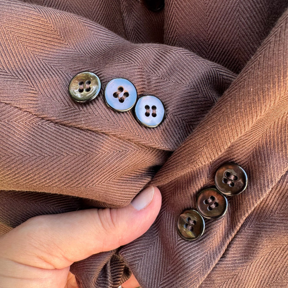 Bert Pulitzer Signature Collection Vintage Mens Brown Pure Silk Blazer Jacket 46R