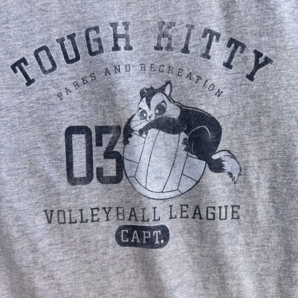 Looney Tunes Vintage Y2K Tough Kitty Volleyball League Ringer Babydoll Tee M
